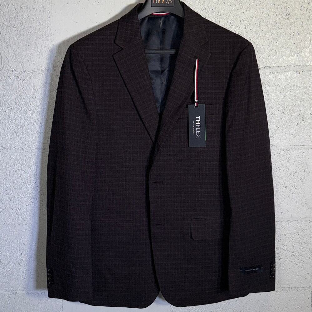 Tommy Hilfiger Men's Modern-Fit Check Sport Coat - Purple Check 38R $295